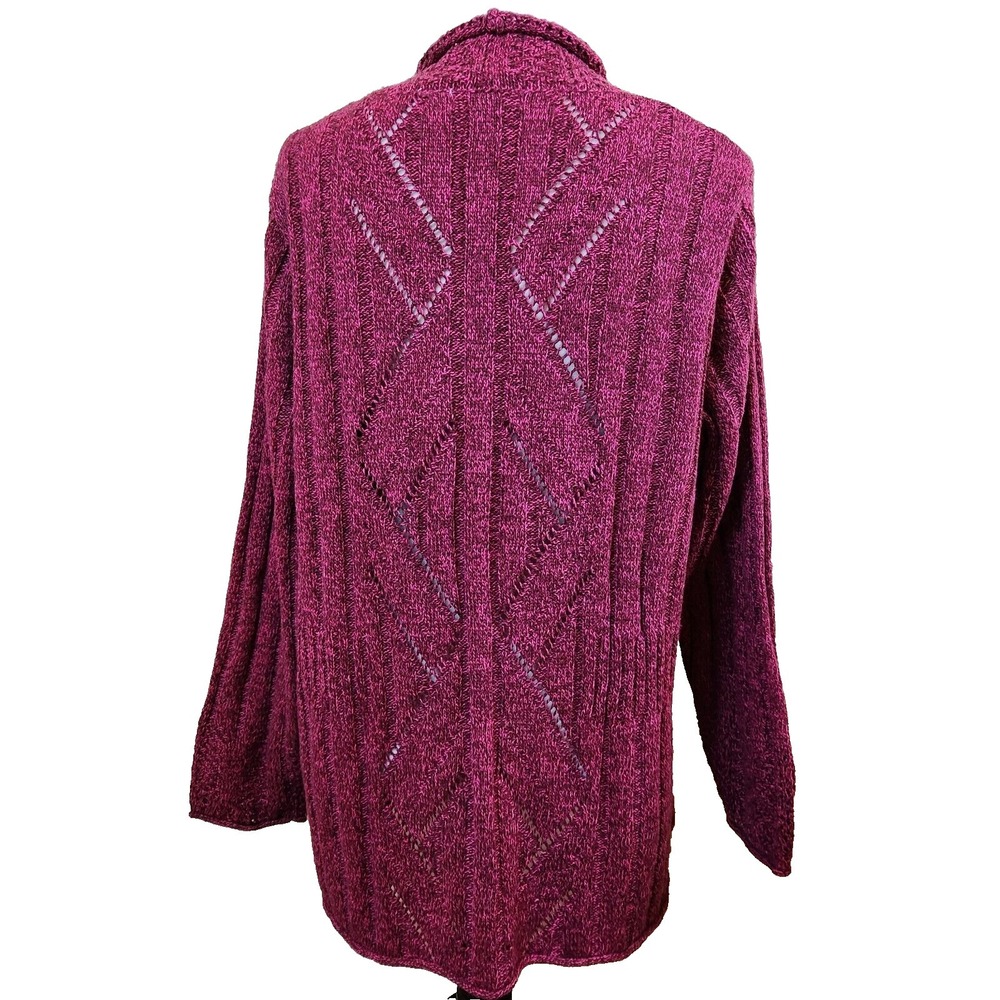 Rebecca Malone Longline Cardigan Sweater Womens XL Pink Fuschia Knit Top NEW NWT